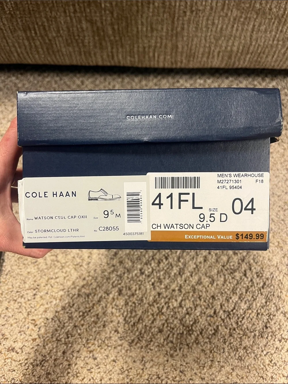 Cole Haan Men’s Stormcloud Suede Cap-Toe oxford Shoes with Brown Laces